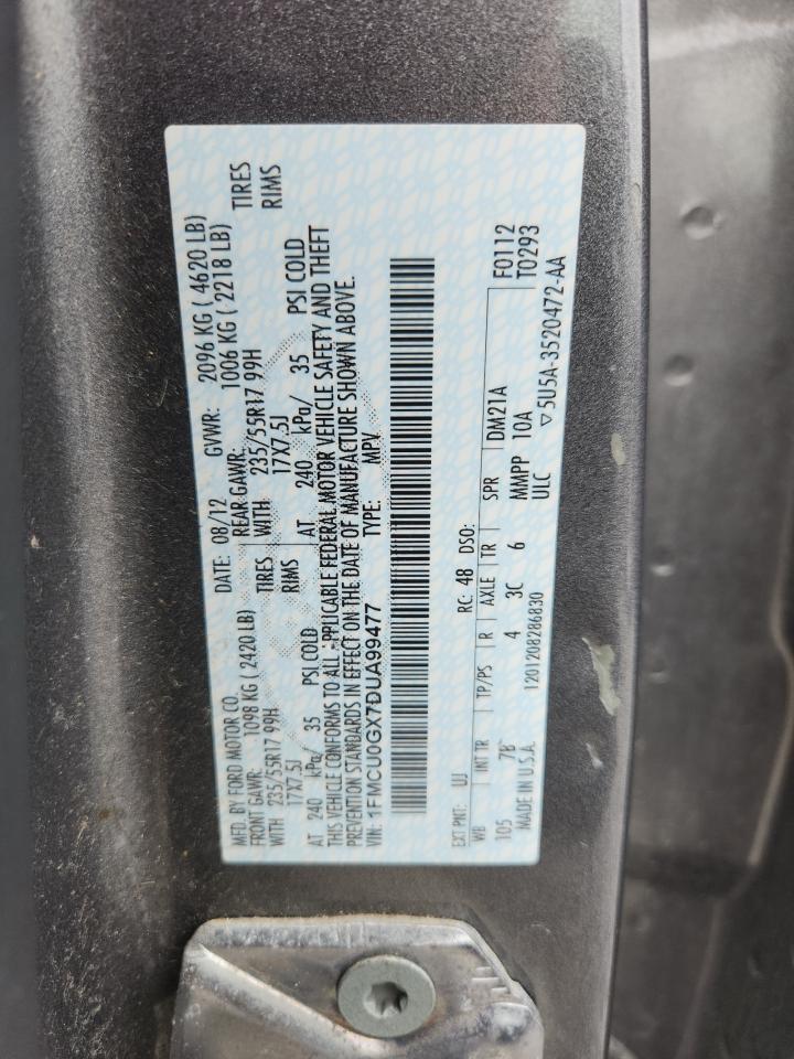 2013 Ford Escape Se VIN: 1FMCU0GX7DUA99477 Lot: 86485965