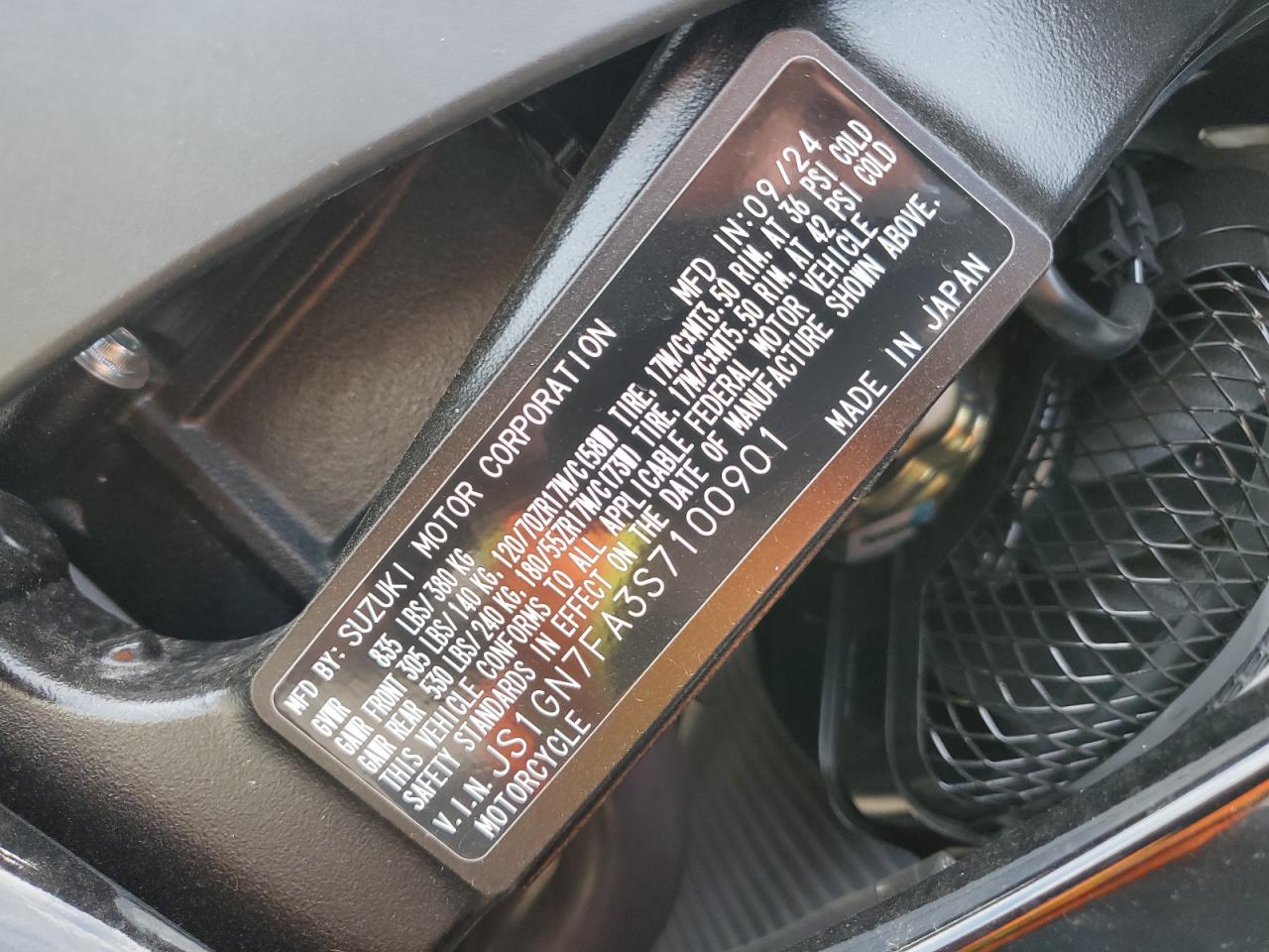 2025 Suzuki Gsx-R600 VIN: JS1GN7FA3S7100901 Lot: 81998665