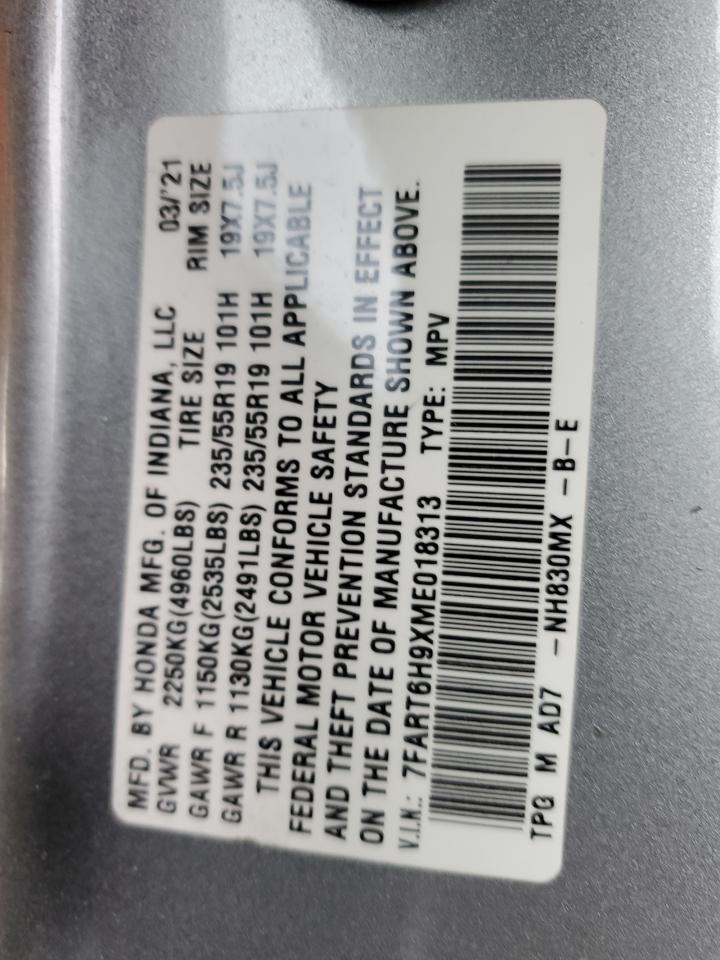 2021 Honda Cr-V Touring VIN: 7FART6H9XME018313 Lot: 90273445