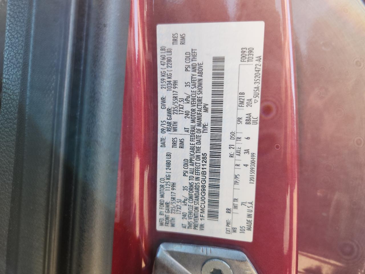 2016 Ford Escape Se VIN: 1FMCU0G98GUB11285 Lot: 85265025