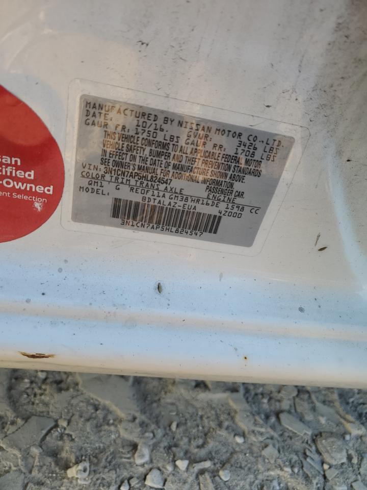 2017 Nissan Versa S VIN: 3N1CN7AP5HL824547 Lot: 82209415