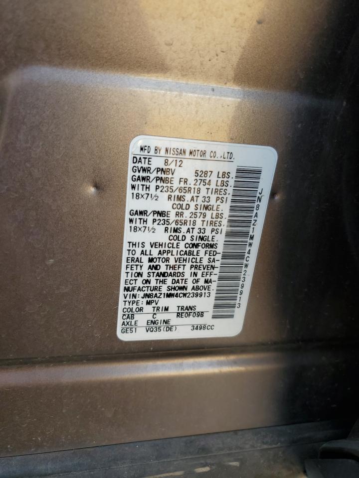 2012 Nissan Murano VIN: JN8AZ1MW4CW239913 Lot: 82194785