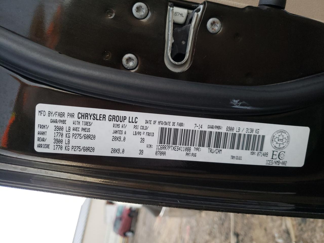 2014 Ram 1500 Longhorn VIN: 1C6RR7PTXES411088 Lot: 84654705