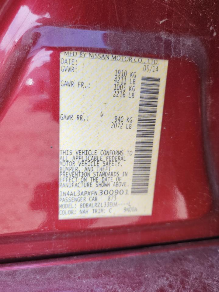 2015 Nissan Altima 2.5 VIN: 1N4AL3APXFN300090 Lot: 85491005