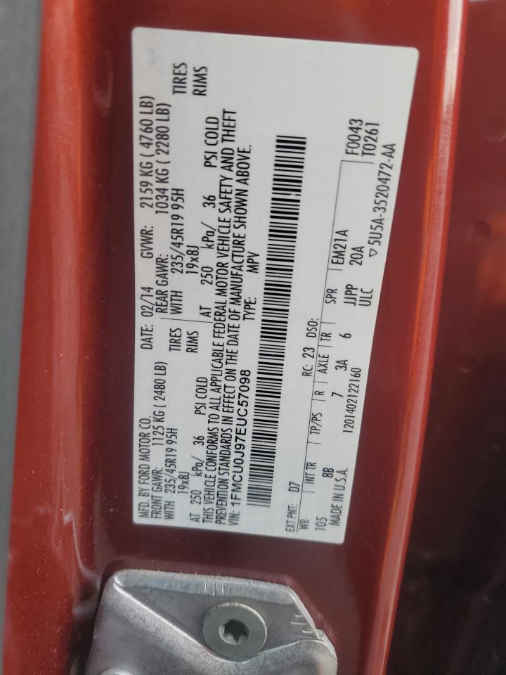 2014 Ford Escape Titanium VIN: 1FMCU0J97EUC57098 Lot: 90506595