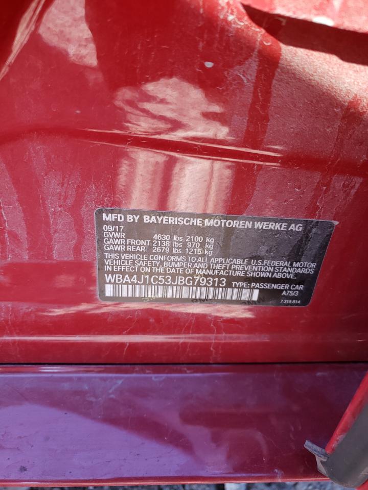 2018 BMW 430I Gran Coupe VIN: WBA4J1C53JBG79313 Lot: 90123175