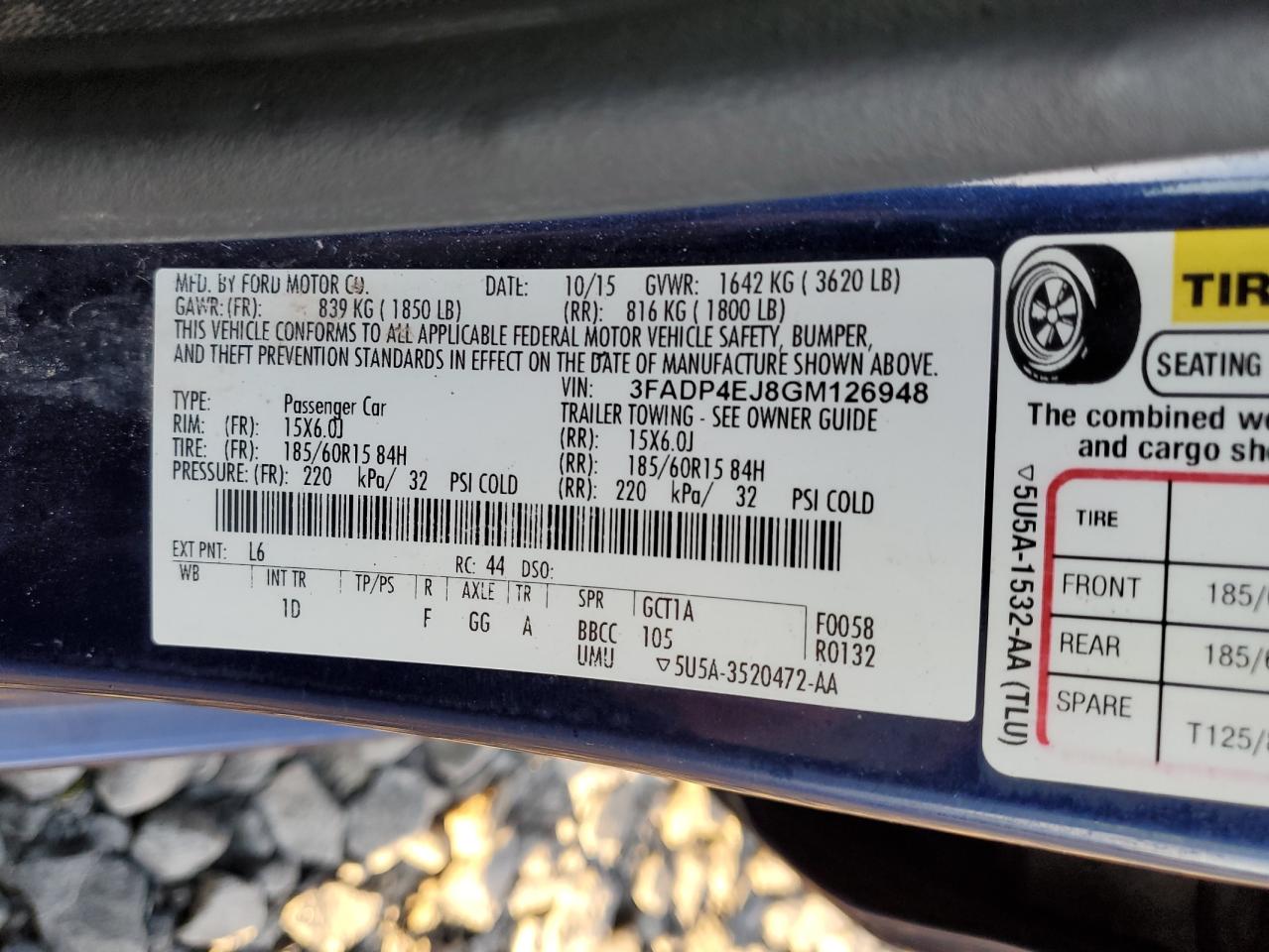 2016 Ford Fiesta Se VIN: 3FADP4EJ8GM126948 Lot: 83992915