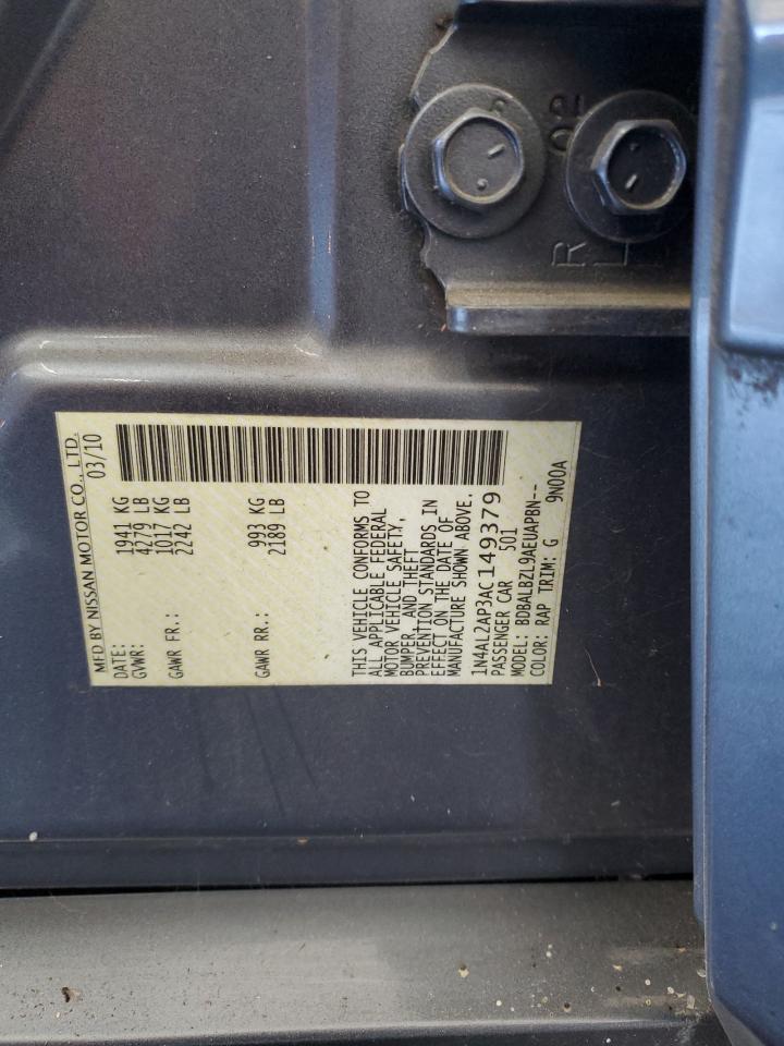 2010 Nissan Altima Base VIN: 1N4AL2AP3AC149379 Lot: 84576745