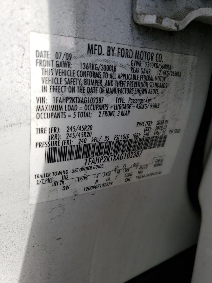 2010 Ford Taurus Sho VIN: 1FAHP2KTXAG102387 Lot: 86146115