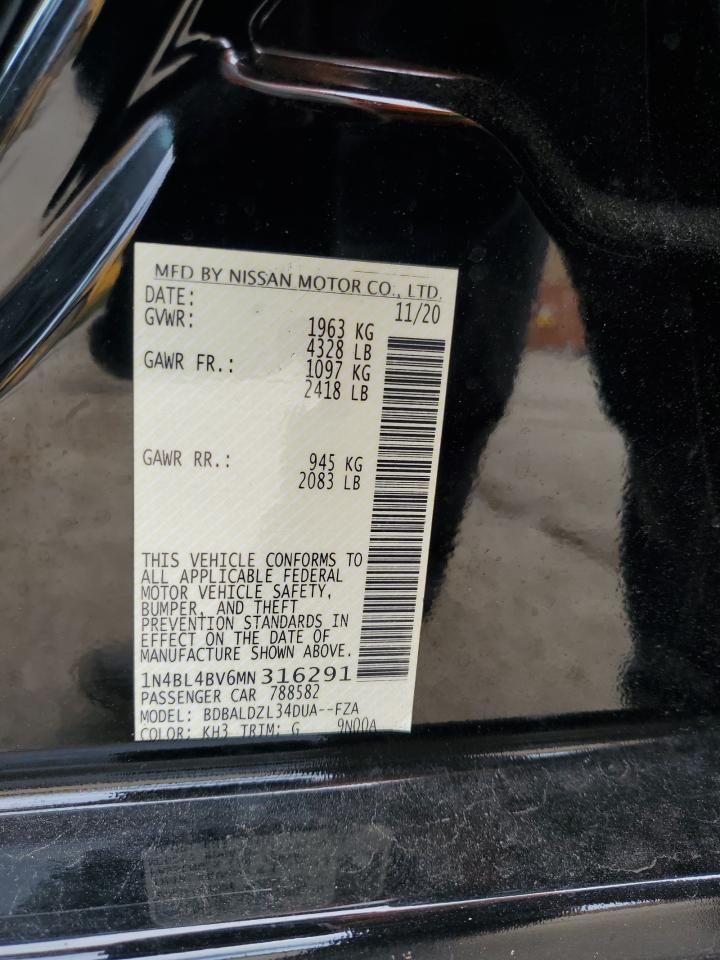 2021 Nissan Altima S VIN: 1N4BL4BV6MN316291 Lot: 85504655