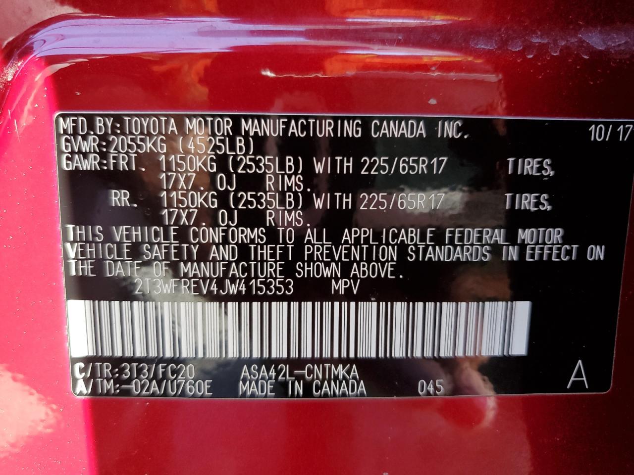 2018 Toyota Rav4 Adventure VIN: 2T3WFREV4JW415353 Lot: 84611235