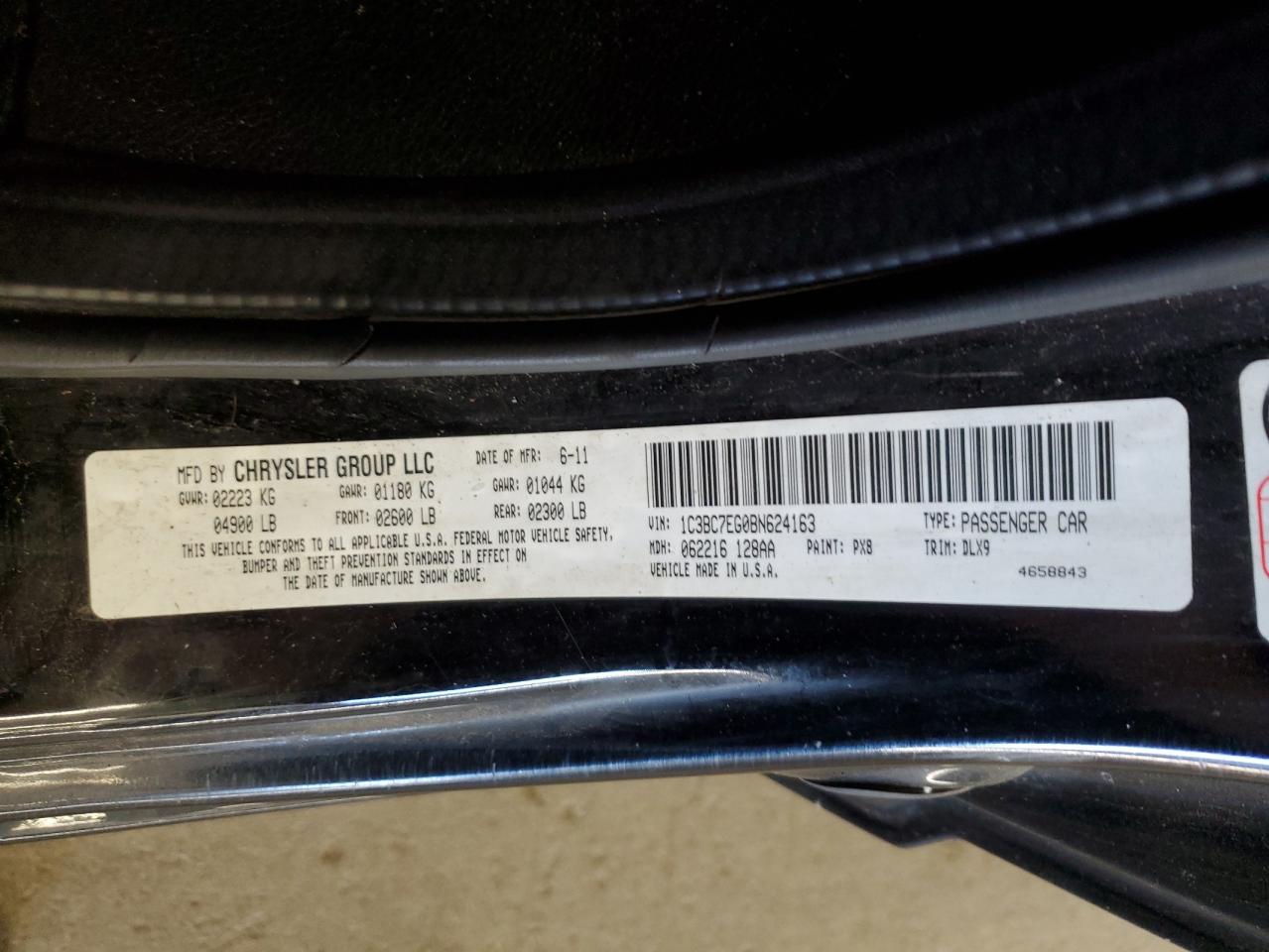 2011 Chrysler 200 Limited VIN: 1C3BC7EG0BN624163 Lot: 82775045