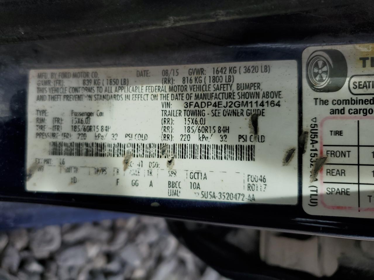 2016 Ford Fiesta Se VIN: 3FADP4EJ2GM114164 Lot: 85827785