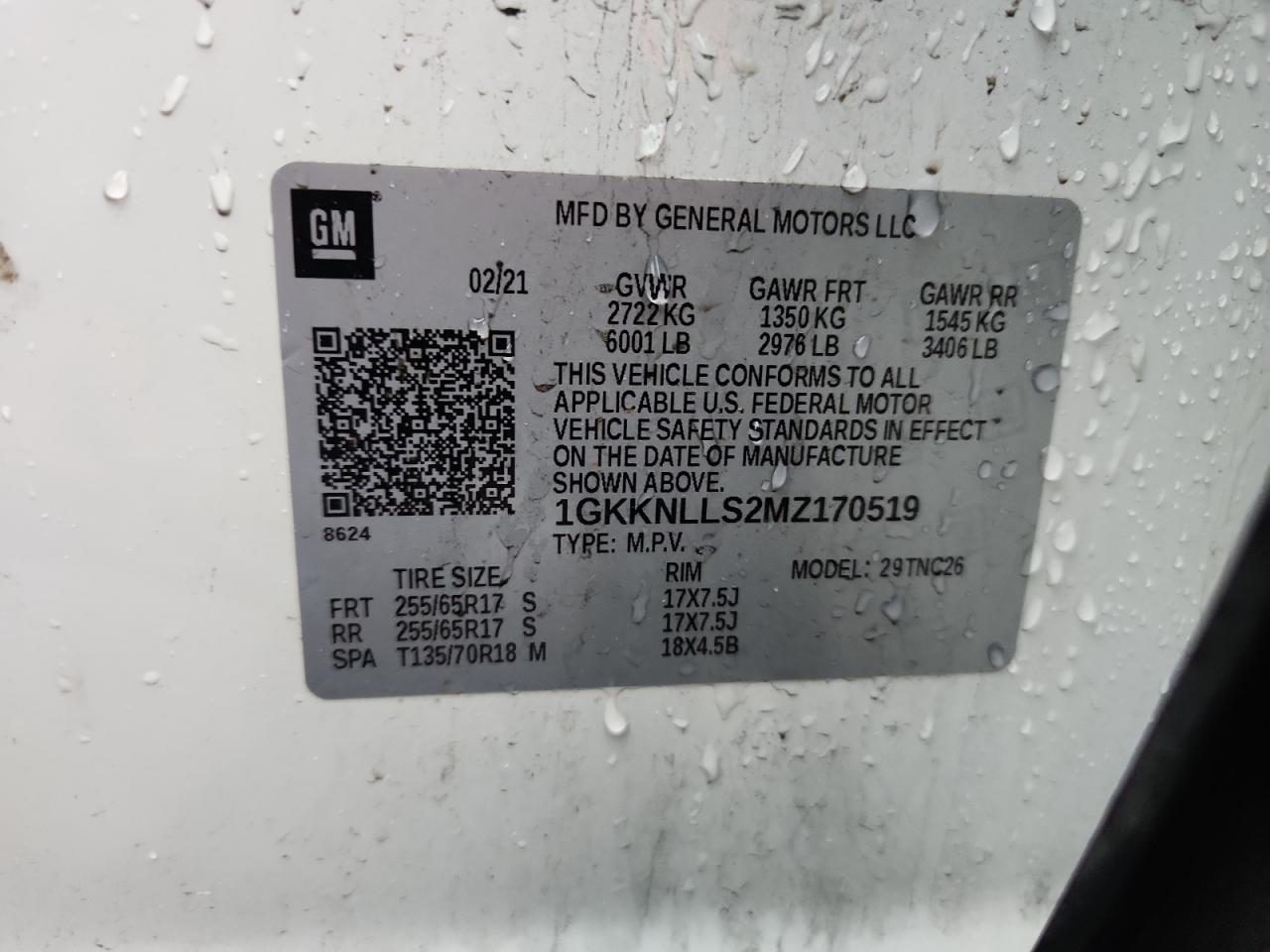 2021 GMC Acadia At4 VIN: 1GKKNLLS2MZ170519 Lot: 82447245