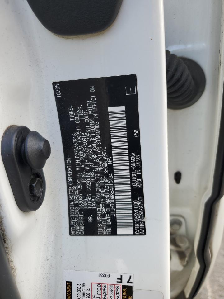 2006 Lexus Lx 470 VIN: JTJHT00W864010434 Lot: 85594785