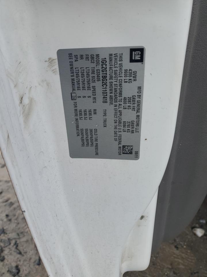 2012 Chevrolet Express G3500 VIN: 1GCZGTBG2C1107418 Lot: 86437405