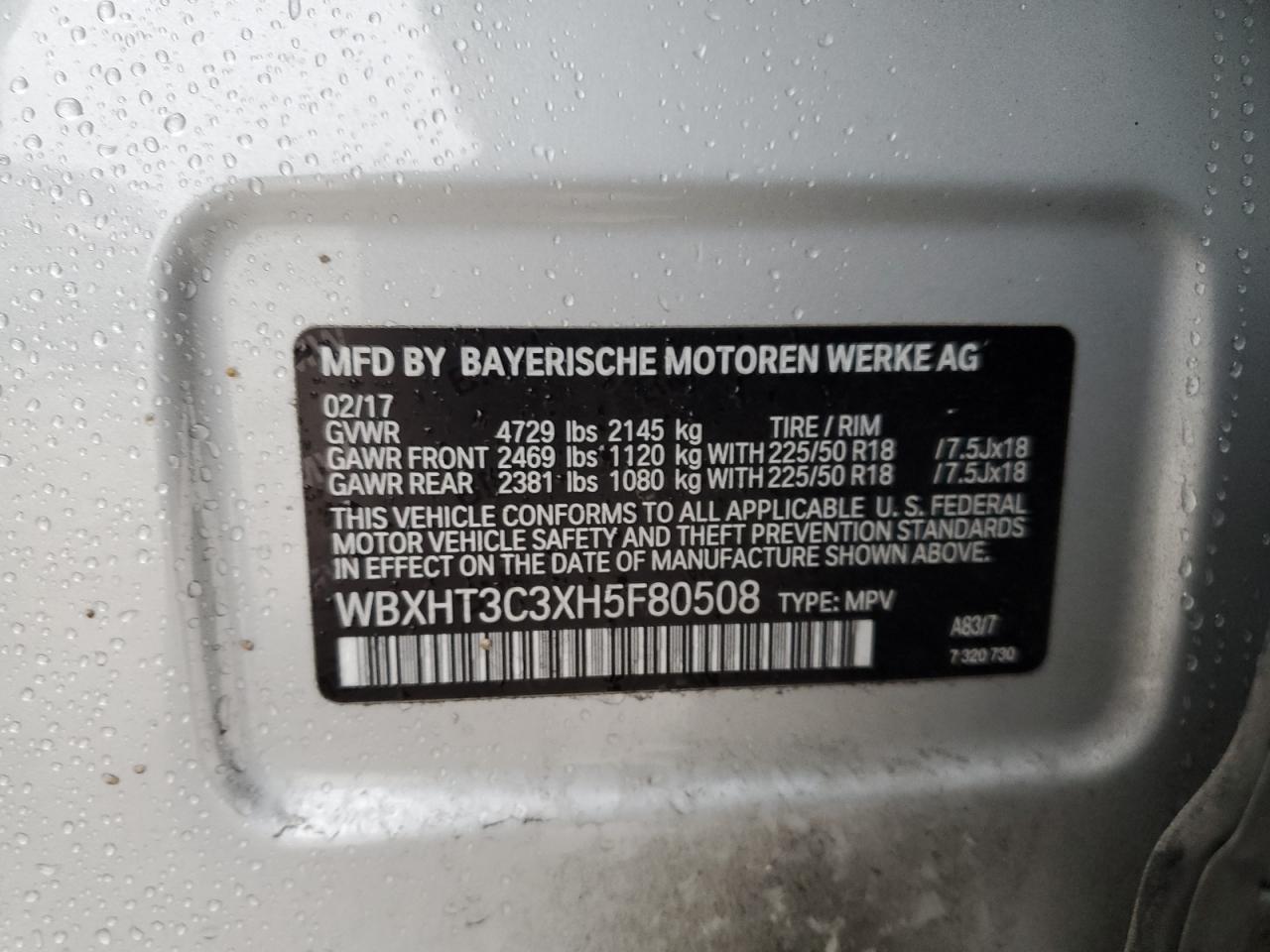 2017 BMW X1 xDrive28I VIN: WBXHT3C3XH5F80508 Lot: 85427835