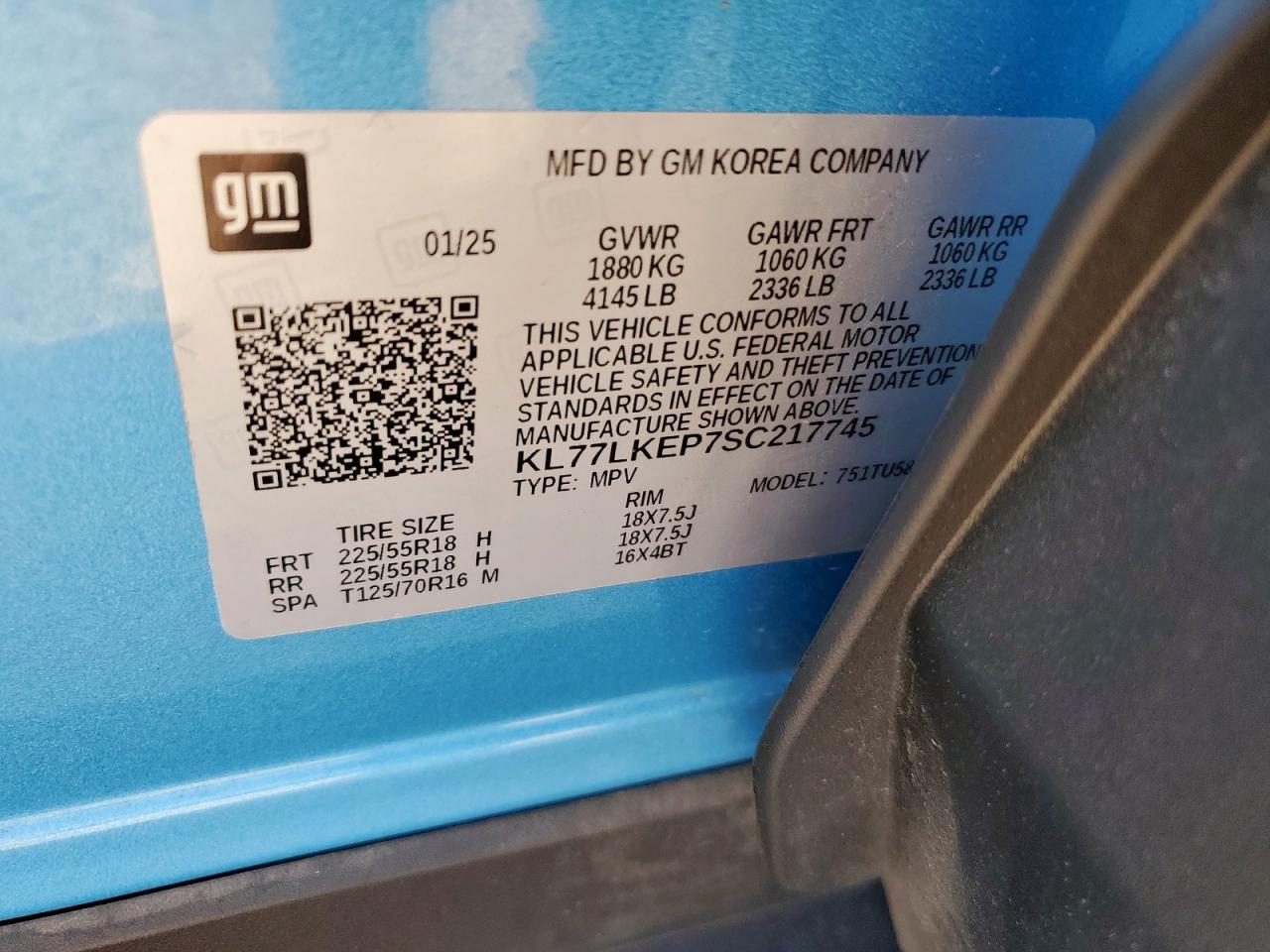 2025 Chevrolet Trax Activ VIN: KL77LKEP7SC217745 Lot: 85328975