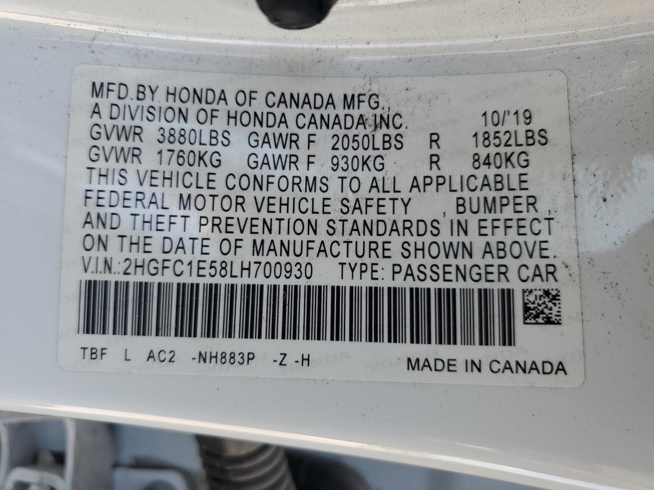 2020 Honda Civic Si VIN: 2HGFC1E58LH700930 Lot: 85135615