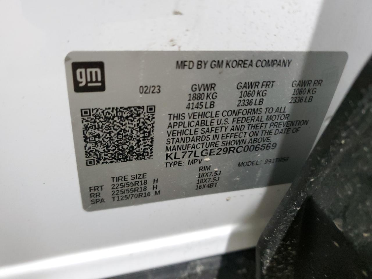 2024 Chevrolet Trax 1Rs VIN: KL77LGE29RC006669 Lot: 87194495