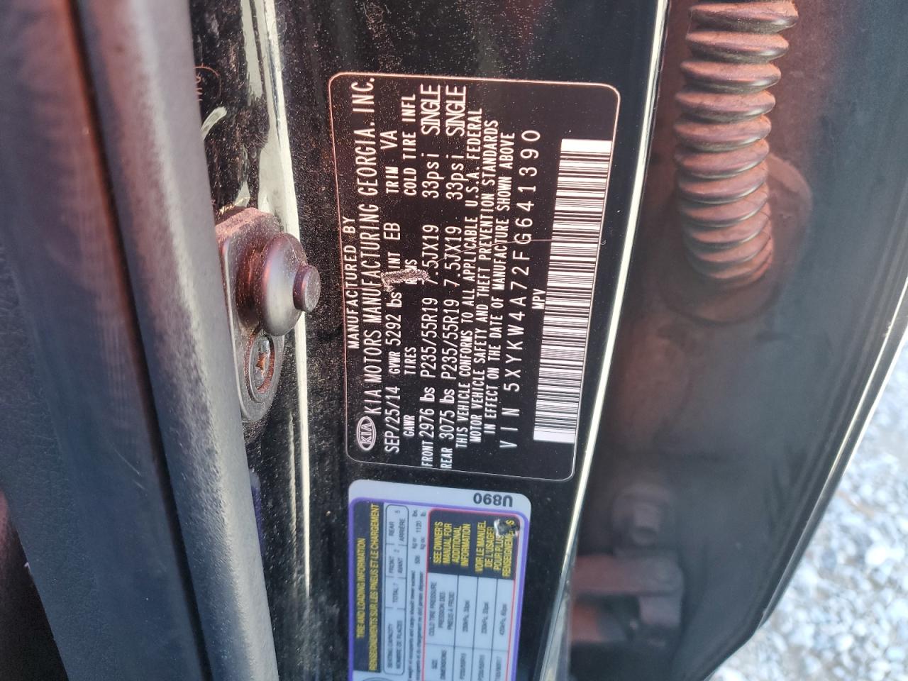 2015 Kia Sorento Sx VIN: 5XYKW4A72FG641390 Lot: 86315945