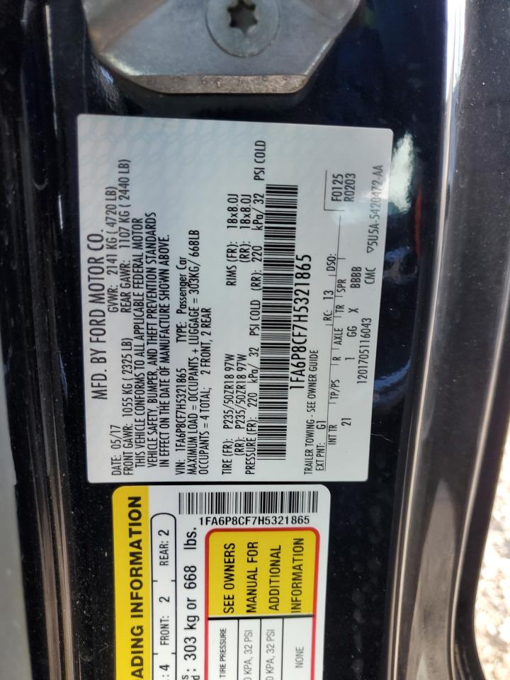 2017 Ford Mustang Gt VIN: 1FA6P8CF7H5321865 Lot: 86710395