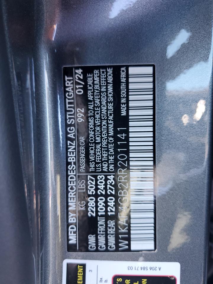 2024 Mercedes-Benz C 300 VIN: W1KAF4GB2RR201141 Lot: 82758185