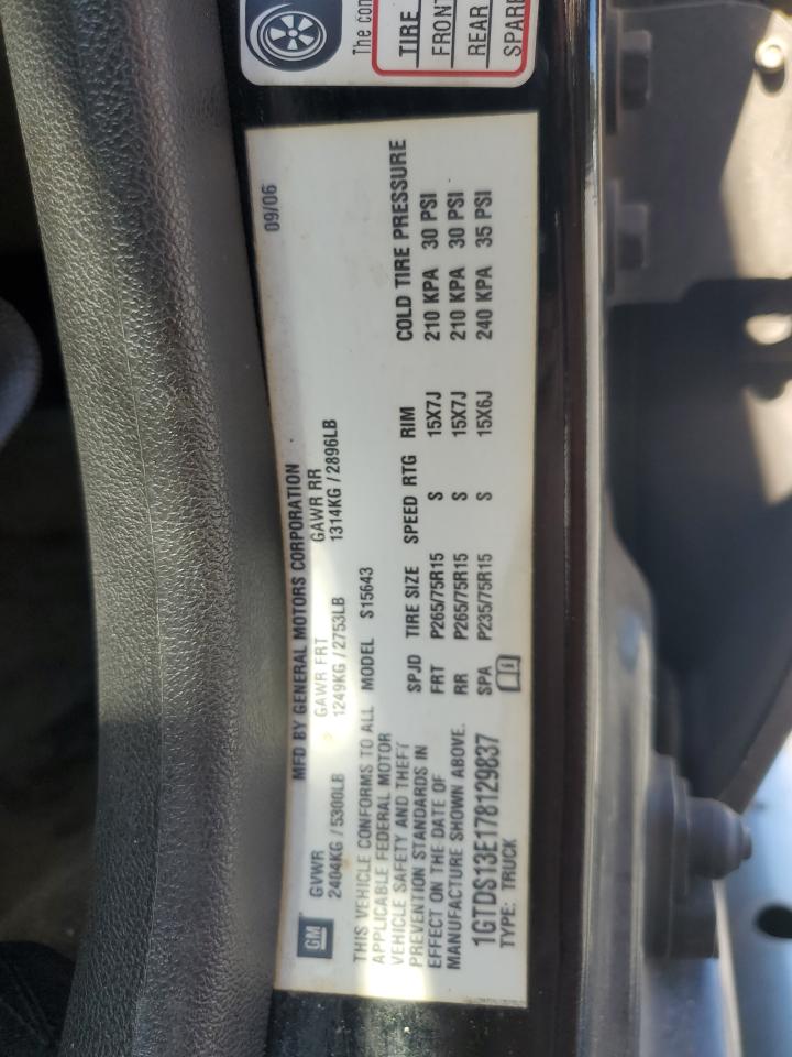 2007 GMC Canyon VIN: 1GTDS13E178129837 Lot: 87007685