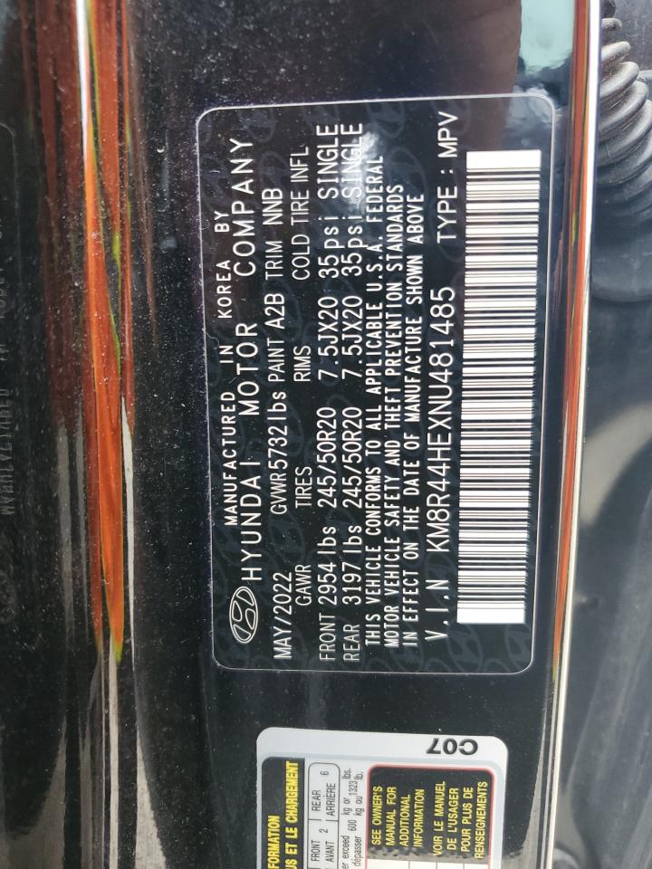 2022 Hyundai Palisade Sel VIN: KM8R44HEXNU481485 Lot: 85737145