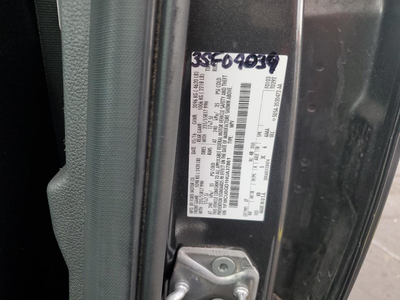 2017 Ford Escape Se VIN: 1FMCU0GD1HUA37861 Lot: 85696845