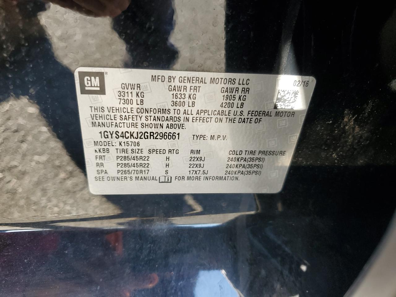 2016 Cadillac Escalade Premium VIN: 1GYS4CKJ2GR296661 Lot: 84545795