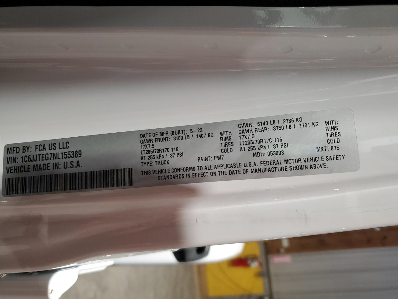 2022 Jeep Gladiator Mojave VIN: 1C6JJTEG7NL155389 Lot: 85008095