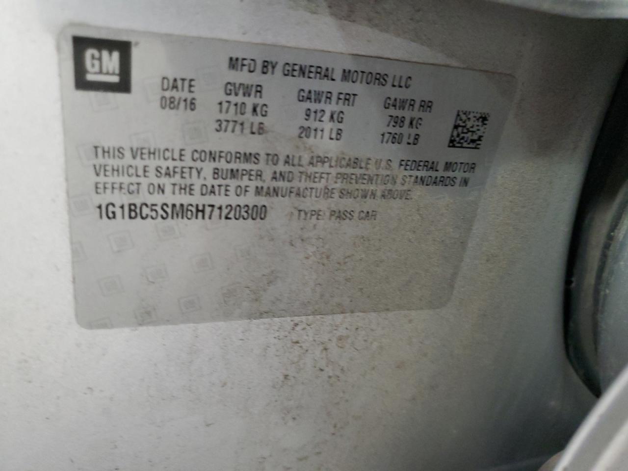 2017 Chevrolet Cruze Ls VIN: 1G1BC5SM6H7120300 Lot: 85920205