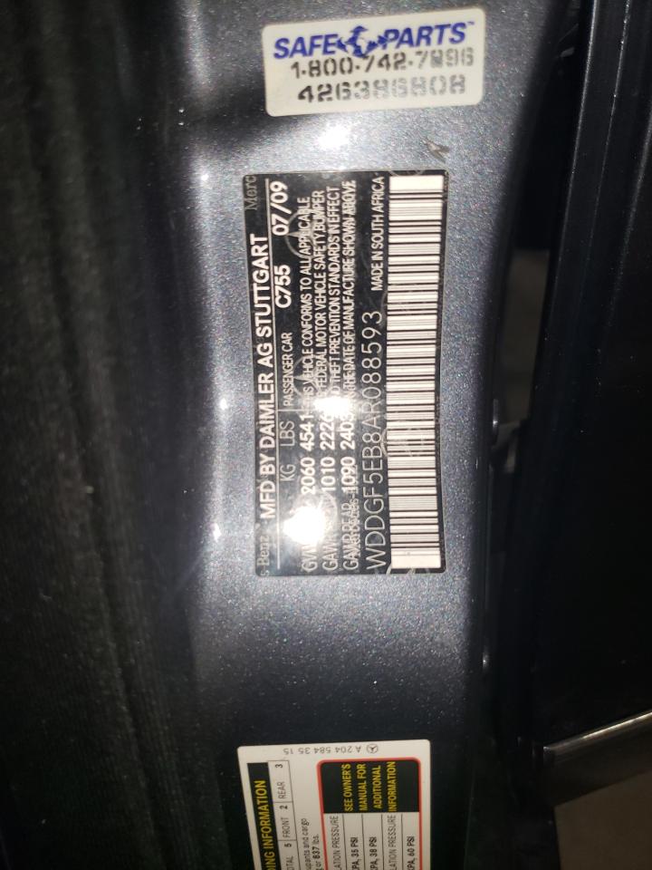 2010 Mercedes-Benz C 300 VIN: WDDGF5EB8AR088593 Lot: 86117285