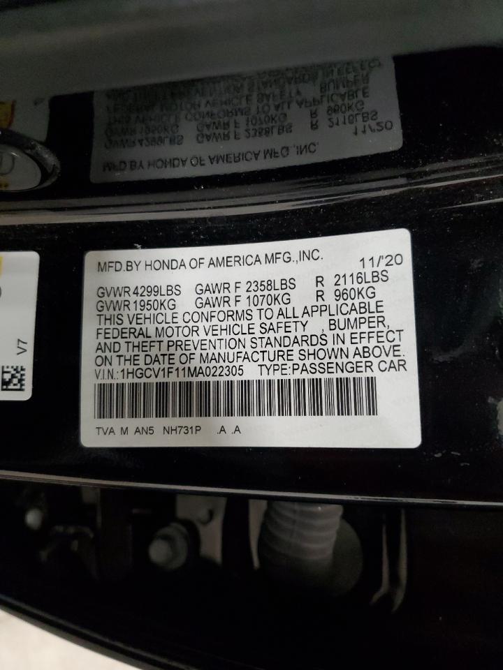 2021 Honda Accord Lx VIN: 1HGCV1F11MA022305 Lot: 84984415