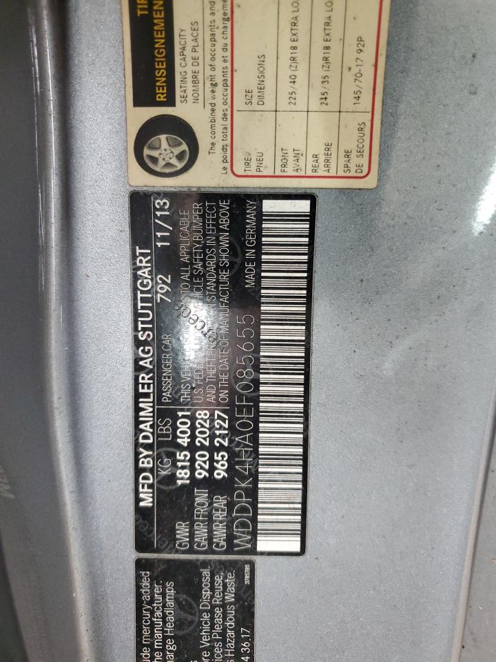 2014 Mercedes-Benz Slk 250 VIN: WDDPK4HA0EF085655 Lot: 85930385
