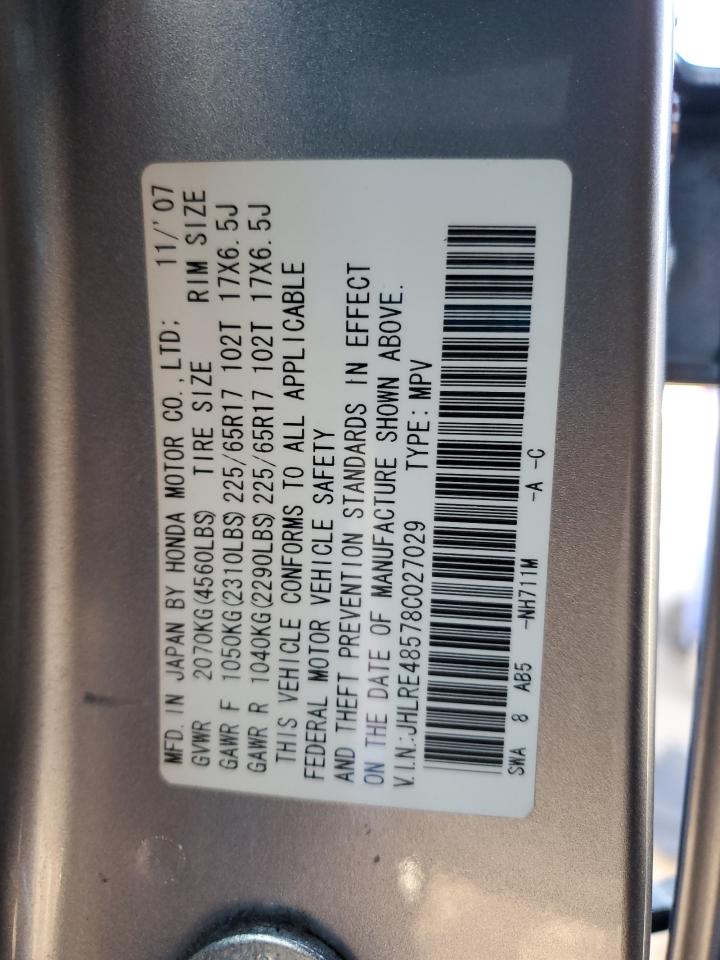 2008 Honda Cr-V Ex VIN: JHLRE48578C027029 Lot: 90831415