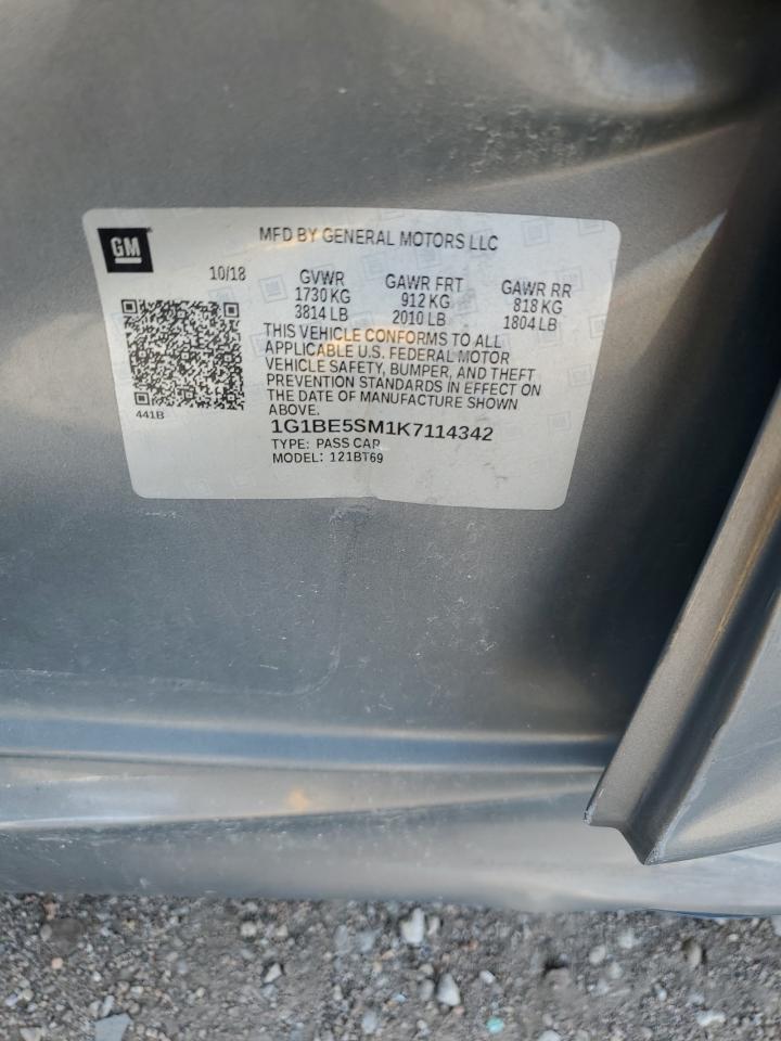 2019 Chevrolet Cruze Lt VIN: 1G1BE5SM1K7114342 Lot: 85176975