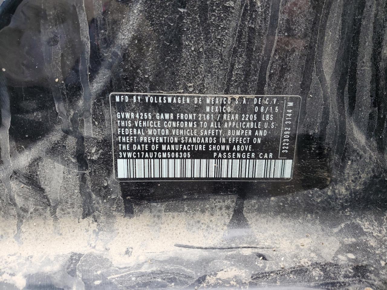 2016 Volkswagen Golf Sportwagen S VIN: 3VWC17AU7GM506305 Lot: 86422165