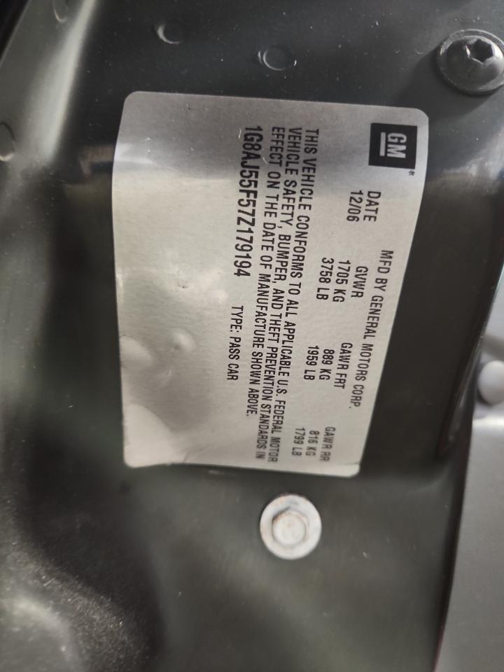 2007 Saturn Ion Level 2 VIN: 1G8AJ55F57Z179194 Lot: 86555605