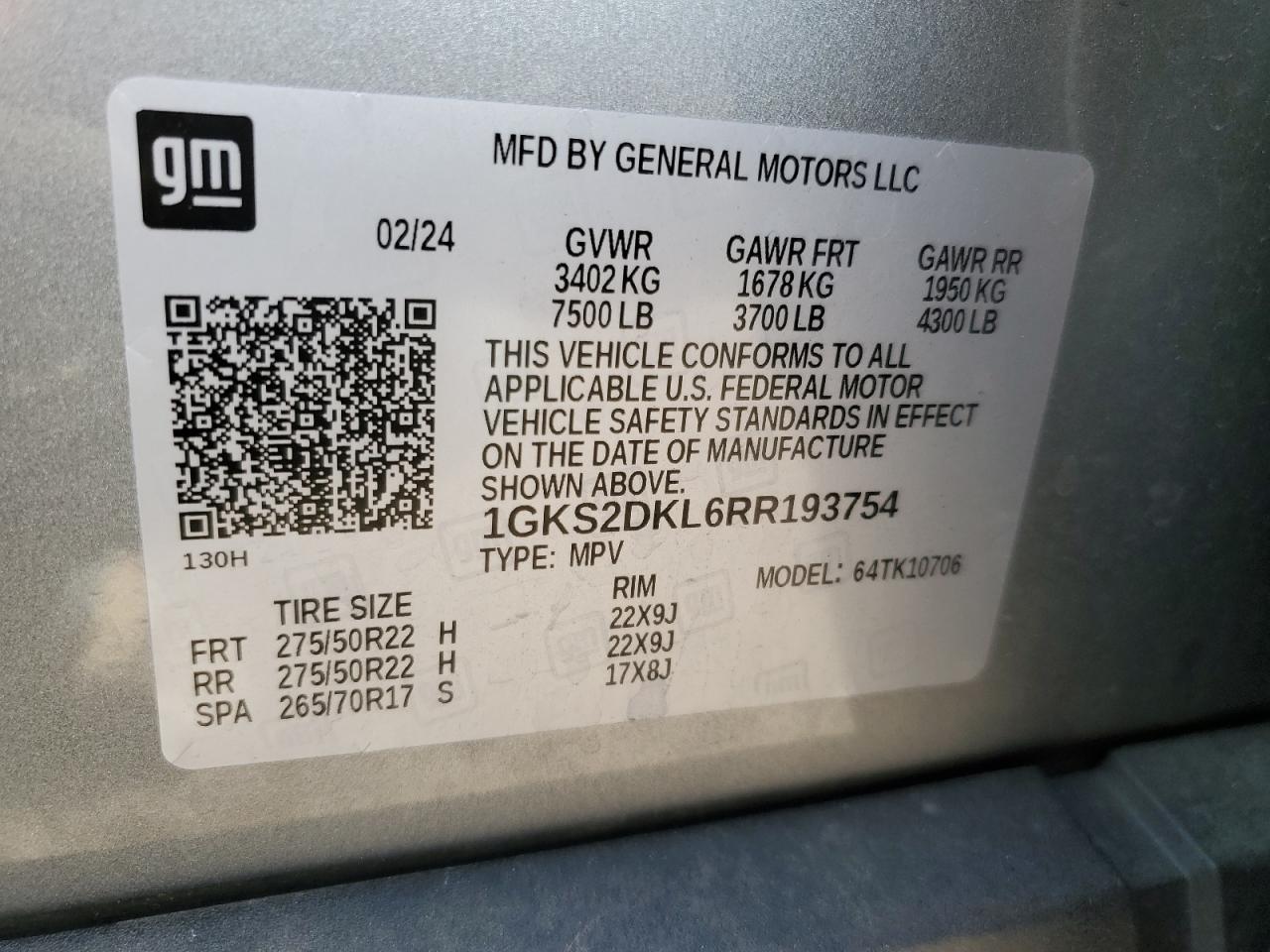 2024 GMC Yukon Denali VIN: 1GKS2DKL6RR193754 Lot: 86129455