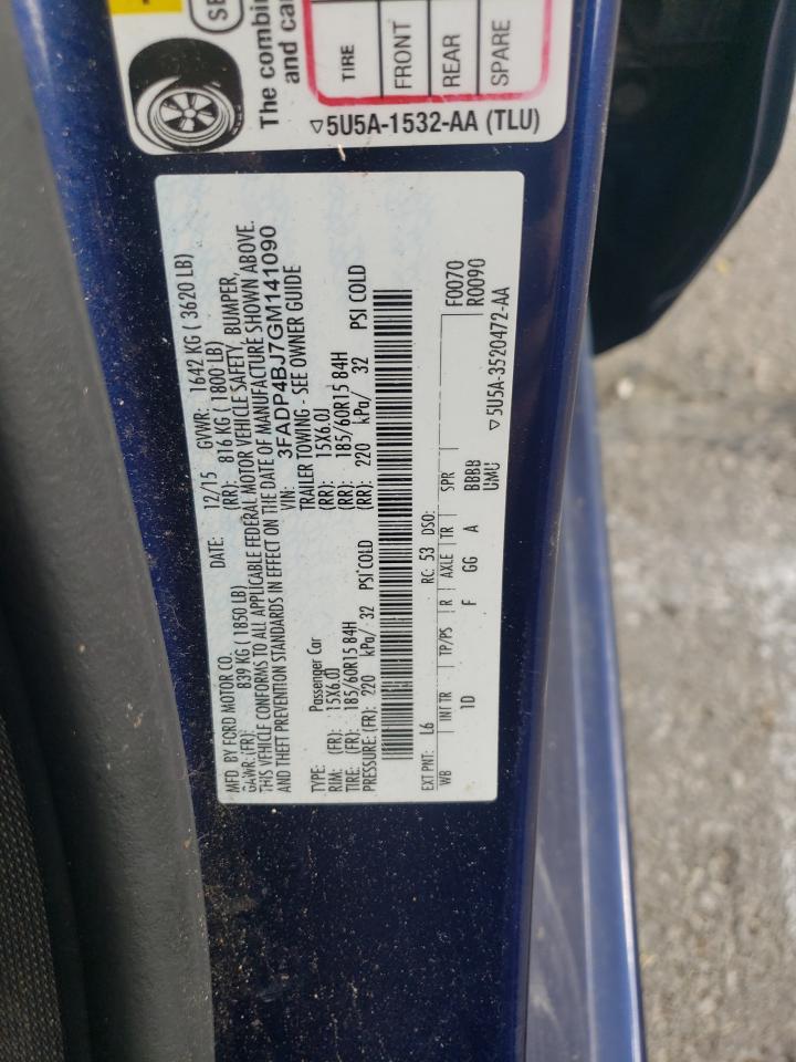 2016 Ford Fiesta Se VIN: 3FADP4BJ7GM141090 Lot: 84612425