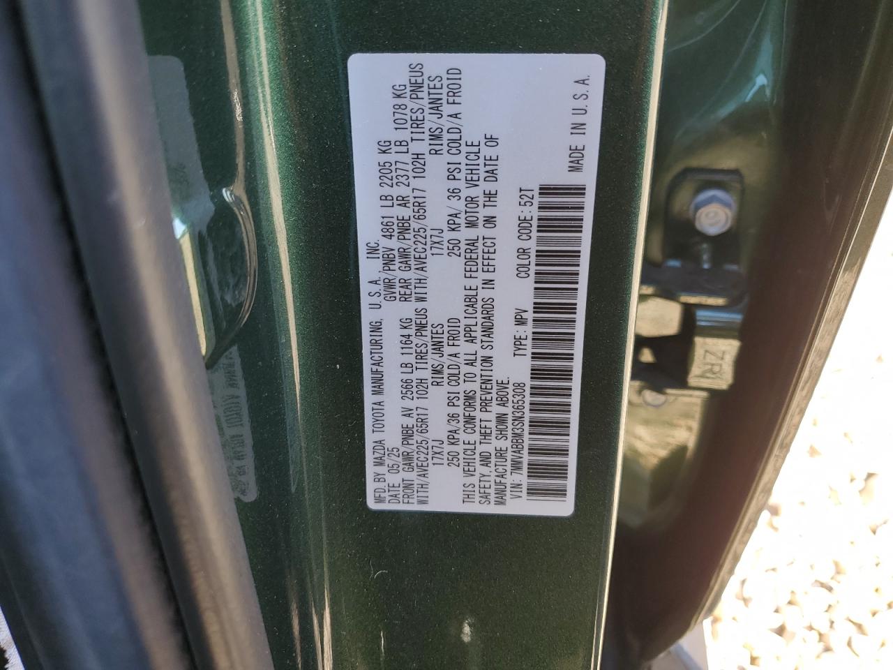 2025 Mazda Cx-50 Preferred VIN: 7MMVABBM3SN365308 Lot: 86195075