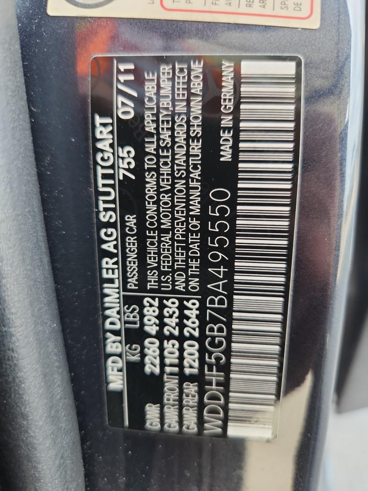 2011 Mercedes-Benz E 350 VIN: WDDHF5GB7BA495550 Lot: 87075225