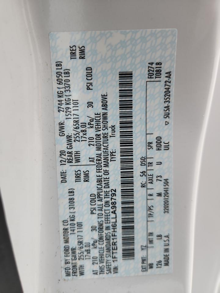 2020 Ford Ranger Xl VIN: 1FTER1FH6LLA98792 Lot: 82579195