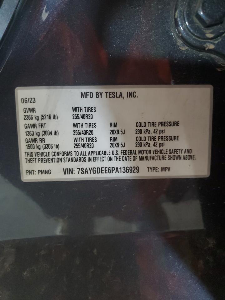 2023 Tesla Model Y VIN: 7SAYGDEE6PA136929 Lot: 89715485