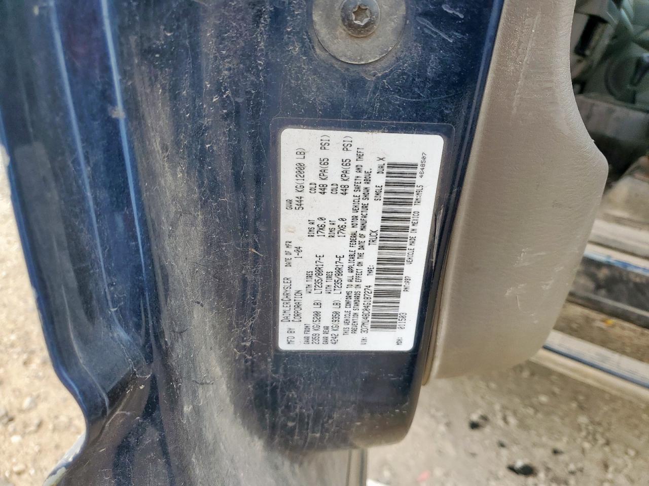 2004 Dodge Ram 3500 St VIN: 3D7MU48C04G187274 Lot: 82179215