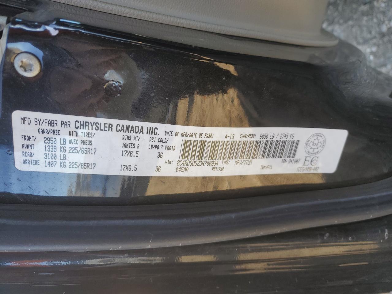 2013 Dodge Grand Caravan Crew VIN: 2C4RDGDG2DR700934 Lot: 90703055