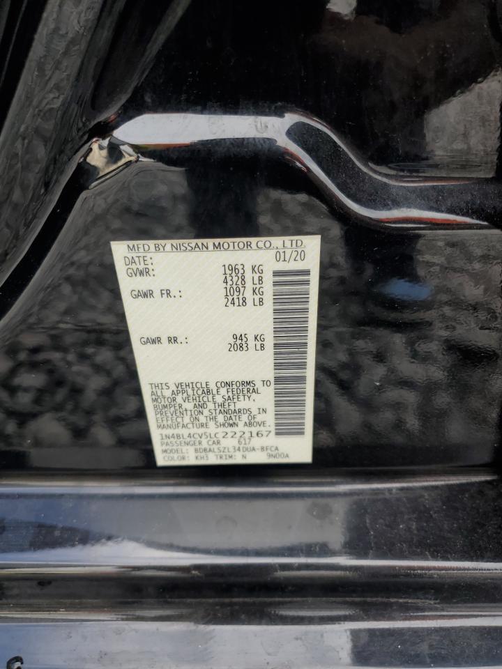 2020 Nissan Altima Sr VIN: 1N4BL4CV5LC222167 Lot: 82255015