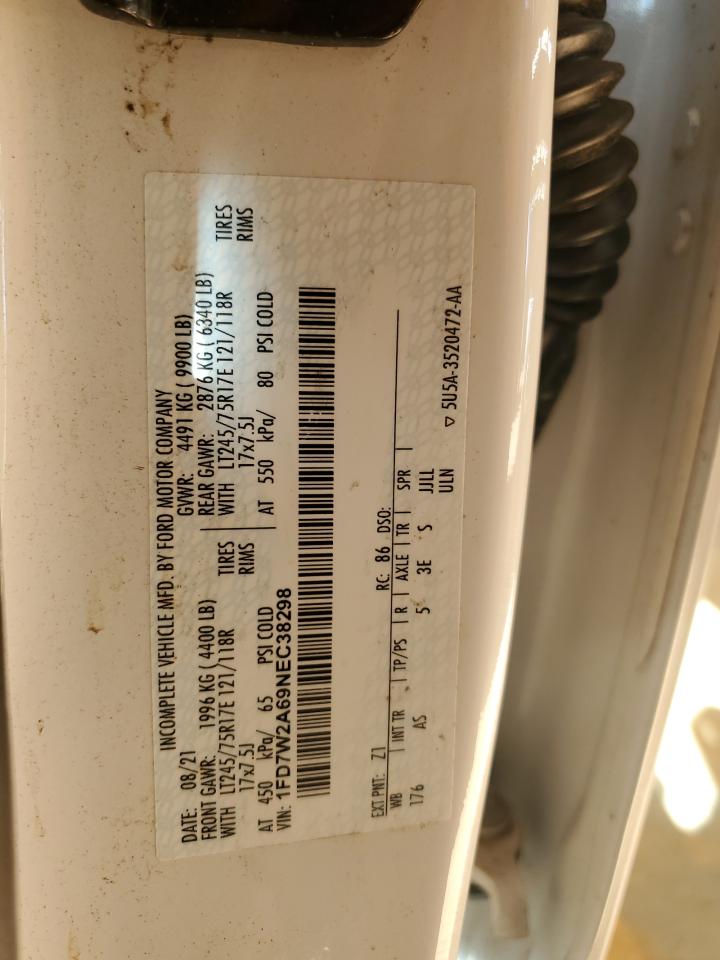 2022 Ford F250 Super Duty VIN: 1FD7W2A69NEC38298 Lot: 85281935